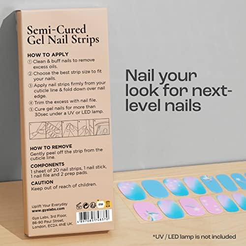 Сет на налепници за нокти Gya Labs - долготрајни нокти за жени - полу -излечени гел ленти за нокти - налепници за нокти за