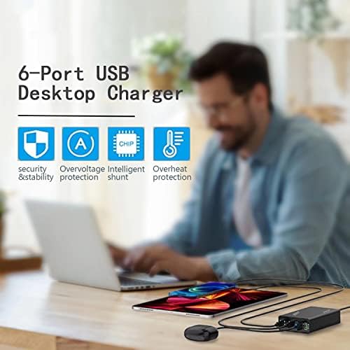Станица за полнење USB C 96W, GAN Compact 6 Port USB C Брзо полнење станица, преносен USB C адаптер за полнач на wallидови 3 USB C