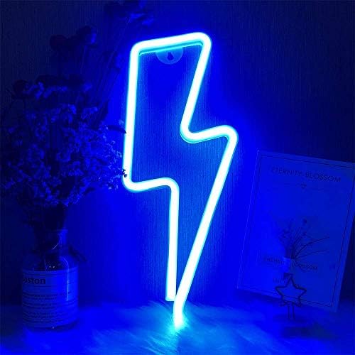Enuoli Blue Lightning Neon Signs Moilshiped Home Decoration Night Lamp, батерија или USB оперирана уметничка wallидна декор светло