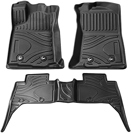 Kitspro Truck Thrage Mats за 2018-2023 Toyota Tacoma Double Cab со автоматски менувач, 3D TPE Custom Fit 1-ви и 2-ри ред под подот