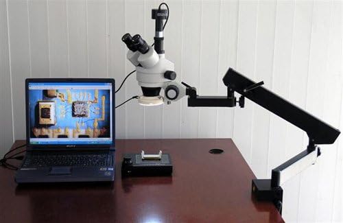 AmScope SM-6TX-FRL-M Дигитален Професионален Тринокуларен Микроскоп За Стерео Зумирање, Wh10x Окулари, 3,5 X-45X Зголемување, 0,7