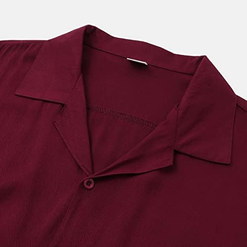 Wybaxz цврста кратка маица кошула јака од јака на градите, обичен сингл ракав, вртејќи се маички, кошули за работа мажи лето лето