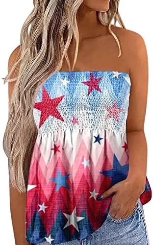 4 -ти јули резервоарот за жени за жени во САД знамето летни обични маички без ракави маици патриотски starsвезди ленти за тренингот