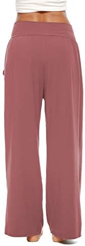 ZJCT женски јога џемпери удобни лабави обични широки нозе дневни џогери панталони со џебови