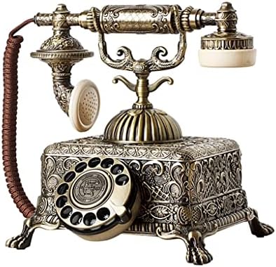 N/A метал гроздобер антички телефон старомоден телефонски фиксна линија со ротационо бирање за декорација на домашни канцеларии