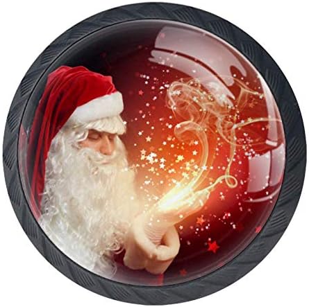 Идеалиј Среќен Божиќ Магичен Дедо Мраз Во Црвена Костим Фиока Повлекува Рачки Кабинет Облекување Маса Гардероба Копче Повлечете