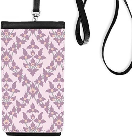 Јоргована боја декоративни класични цвеќиња телефонски паричник чанта што виси мобилна торбичка црн џеб