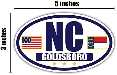 Знаме на Северна Каролина/Американско знаме овално 3м винил браник налепница Декларална | Navy & Gold Goldsboro, NC налепница винил