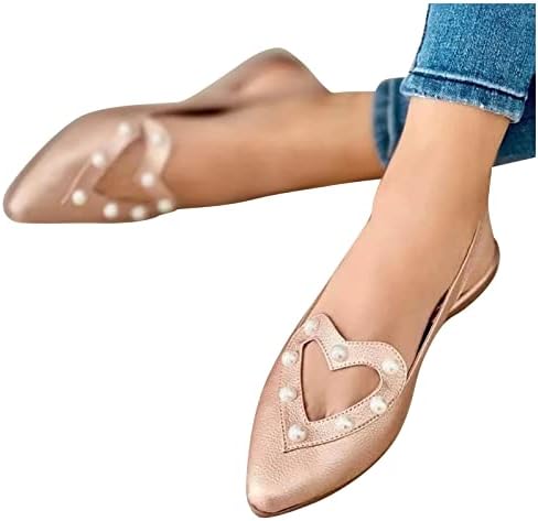 Рамни сандали за жени Елегантна фустана Сандал Бисер Loveубов зашилени со лизгање на пети, лизгање на канцелариски слајдови, флип апостолки