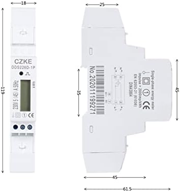 AKDE DDS226D-1P LCD 220V 230V 240V единечен мерач на енергија DIN-Rail 5 A 5 A 5 A AC