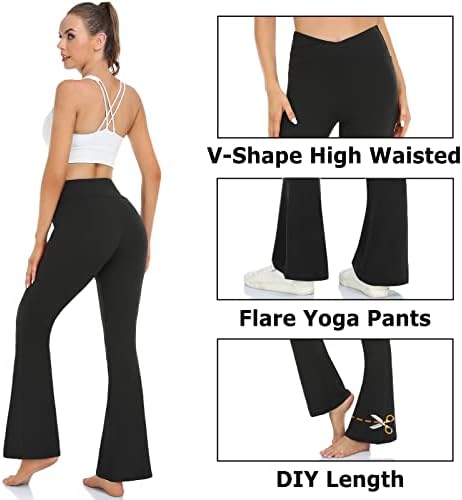 Нови млади женски панталони за јога од пламен, хеланки на кросовер за жени со високи половини за вежбање