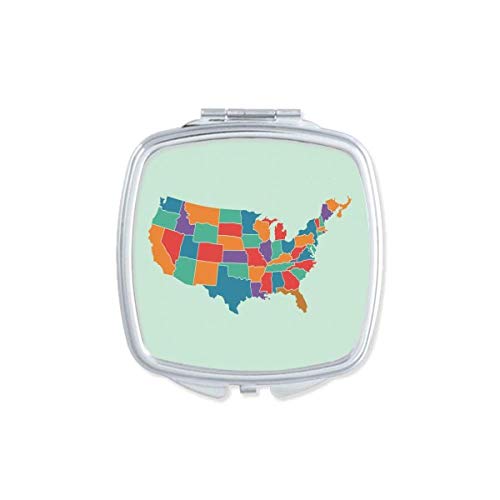 Америка Мапа Држави Шема Огледало Пренослив Компактен Џеб Шминка Двострано Стакло