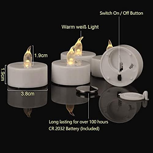 Батеријата Pillobox управува со светлосни чајни светла: 24 пакети LED електрични свеќи ламба реалистична и светла треперење на празникот