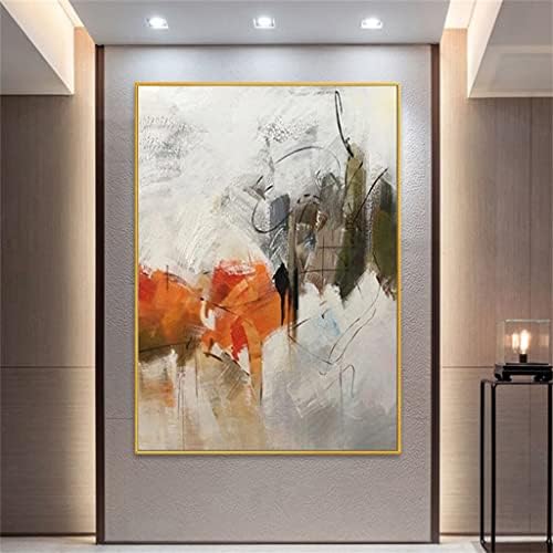 Yxbdn Апстрактна сива портокалова рачно изработена модерна масло за сликање платно плака за сликарска слика домашна просторија декор