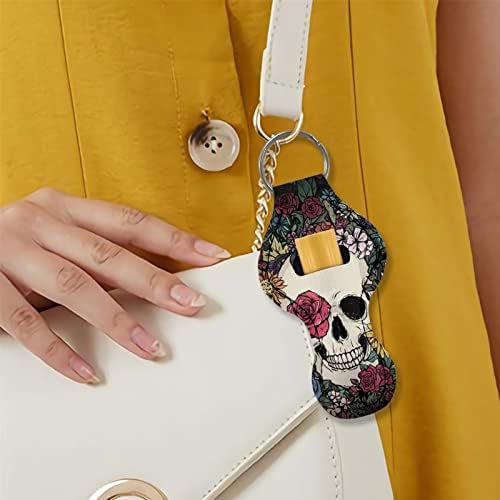 Cozeyat Skull Floral Design Women Girls Key Key Loonder Chiner Loonder, преносна торбичка за ракави за ракави за приврзок за клучеви