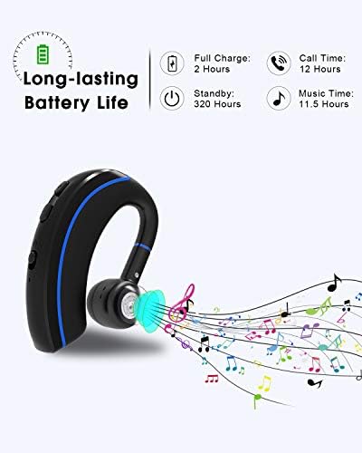 Слушалките за Bluetooth на Nanami, Bluetooth Earpiece v5.0, 320hrs Ултралејт слушалки со ротирачки микрофон, слушалки без раце, откажување