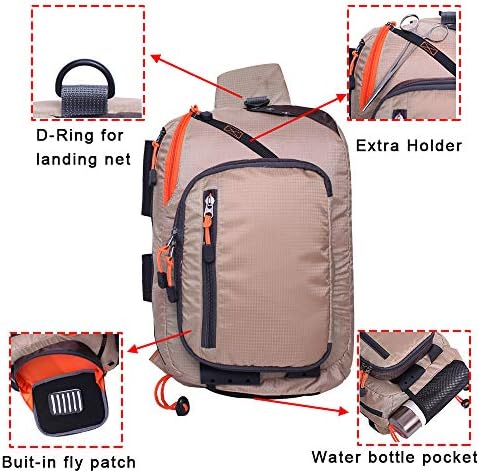 Kylebooker fly fishing sling пакет риболов за складирање на рамената торба за рамо