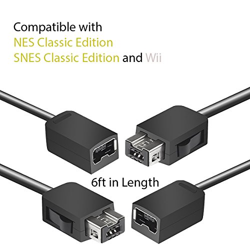 2 пакувања 6 -тина контролори за проширување на контролори за Nintendo SNES NES Classic Edition со премиум 6FT HDMI кабел од Revolt