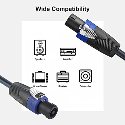 Умеки 2 парчиња професионални 30 стапки 12 мерачи Speakon to Swayon Cables - 30ft 12awg Speakon Wires Аудио жици - 2 пакувања