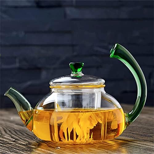 Uxzdx стаклена чајник чајник отпорен на висока температура задебелена меур чајничка домашна печка цвет чајник