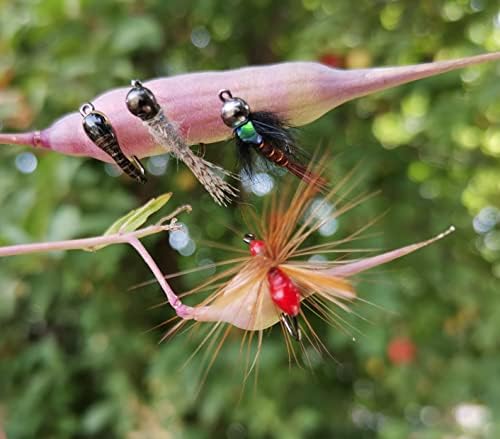 Волфрам мушка на главата на риболов летачки летачки летања, асортимани за риболов со риболов од 48 парчиња за пастрмка/бас, суви/влажни