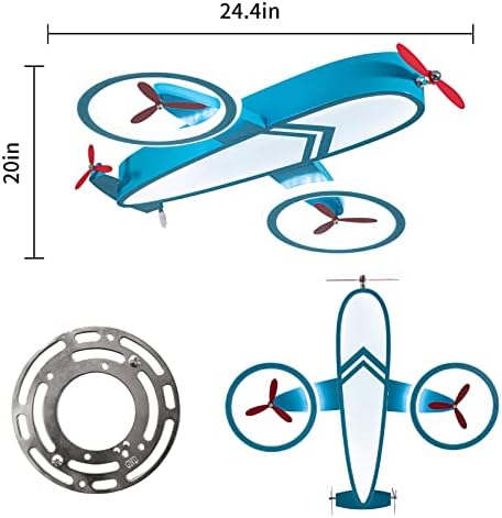 Сјај ЛУЕСТ Затемнувачки Детски Тавански Светла 24.5 Сино Светло За Авион Со Далечински Управувач 68W СВЕТИЛКИ ЗА ЛУСТЕРИ ЗА ЛЕД Авиони ЗА МОМЧИЊА