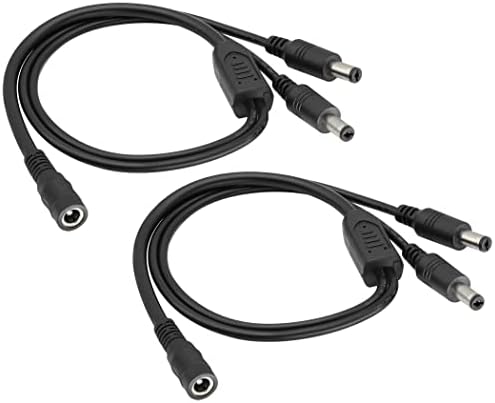 HCFENG DC Power Y Splitter Cable, DC 5,5 mm x 2,1 mm 1 женски до 2 машки кабел за напојување 18AWG 12V DC продолжена кабел за кабел за безбедност
