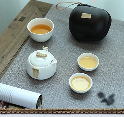 SDFGH Кинески кунг фу чај сет бел порцелан керамички чајник Мет зрак тенџере јапонско домаќинство на отворено патување гајван