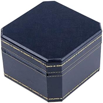 Risbay 1pc 74mmx74mmx53mm темно сина вештачка кожа прстен кутија за кутии за складирање на кутија за складирање за предлог за свадба подарок
