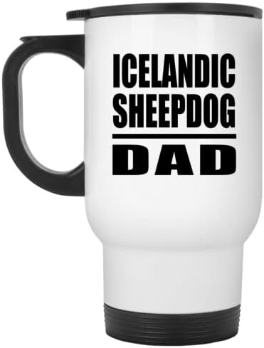 DesignSify Icelandic Sheepdog тато, бела патувачка кригла 14oz не'рѓосувачки челик изолиран Tumbler, подароци за роденденски годишнини