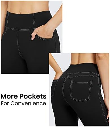 G4Free Capri Yoga Pants for Women Bootcut Flare Healgings Strechy Capris со 4 џебови за вежбање