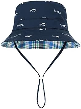 Бебе сонце капа за новороденчиња, кофа со шапка со брада, upf 50+ Сонце заштитна капа на отворено широко распространето плажа капа за момчиња девојчиња