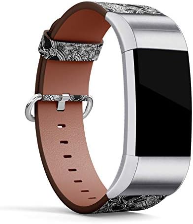 Компатибилен со Fitbit Charge 2 - Нараквица за ленти за ленти за рачен зглоб со кожен часовник со затворач од не'рѓосувачки челик и адаптери