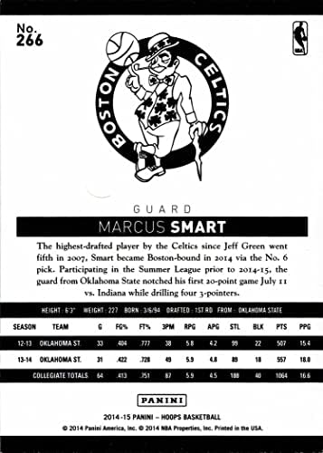 2014-15 Panini NBA Hoops Basketball 266 Marcus Smart Rookie Card Celtics