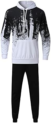 Bmisegm Mens Suitits Men Autone 2-Pelece Tracksuited Hooded Printed Долг ракав o Sports Sports Sports