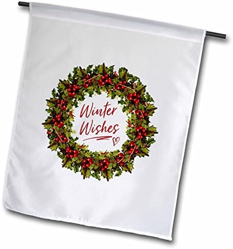 3drose зимски желби - Холи венец со црвен текст на бела позадина - знамиња