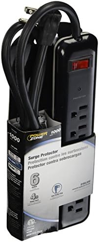 Енергетска зона OR802225 PowerZone Surge Protector Tap Strip, 125 V, 15 A, 6 излез, црна