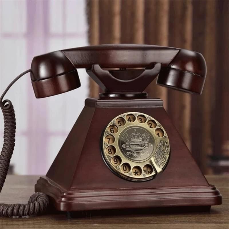 Zykbb Antique Rotary Dial Fixed Телефон Европско цврсто дрво ретро фиксна телефонска канцеларија телефони телефони