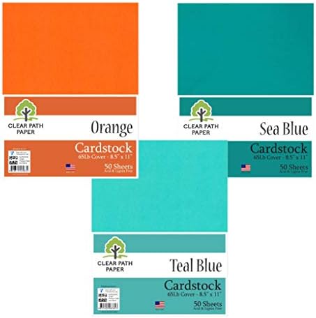 Пакет - 3 артикли со картони - портокалова - 8,5 x 11 инчи - капакот од 65lb; Морско сино - 8,5 x 11 инчи - капакот од 65lb; Teal Blue - 8,5