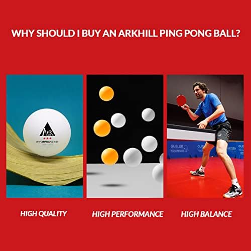 Arkhill 3 Star Ping Pong for Temants Tennis, ITTF Сертифицирани професионални топки од 40+, вежбање, обука или употреба на конкуренција, бели