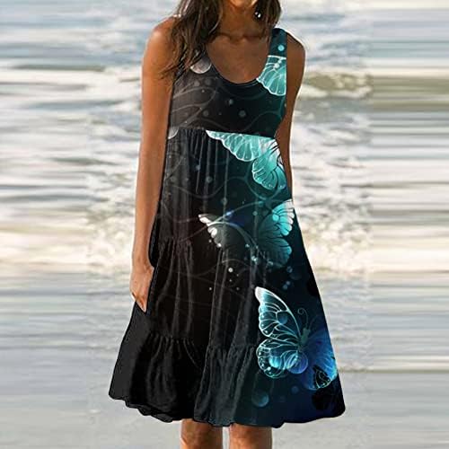 FQZWONG MIDI фустани за жени летен елегантен одмор на плажа Проток на тестови Трендовски гроздобер клуб што излегува одморалиште