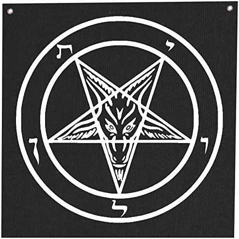 Pentagram Wallид таписерија - Коза череп Сигил од Луцифер демонски ѓаволски змеј демон, злобни кози, готски метал, окултен панк сатана сатански