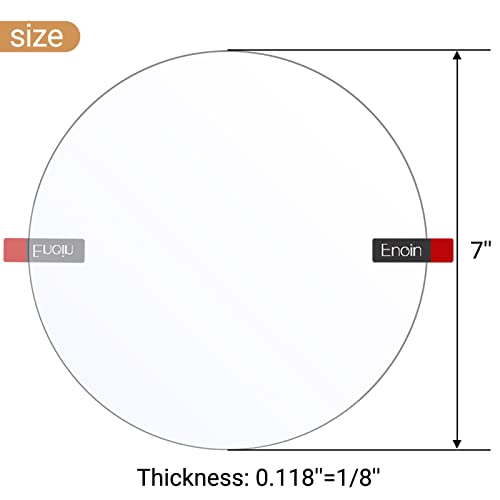 Enoin 1pcs 7 инчен круг чиста акрилна/плексиглас лим на диск Круг пластичен лист 0,118 1/8 инчи дебел, пластичен лим транспарентен табла