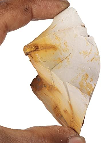 397.3 КТ. Груба жолта мекакаит јаспер скапоцен камен за лекување на кристал Реики - суров природен кристал за кабини, завиткување на жица