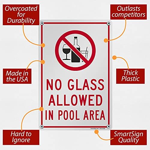 SmartSign-K-8183-Pl Без стакло дозволено во базен | Пластика 10 x 15