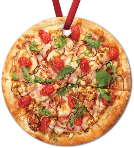 Италијанска пица со моцарела Божиќен украс за украс за пица храна украси за новогодишни украси Божиќ украс 2022 година сланина пица Божиќ,
