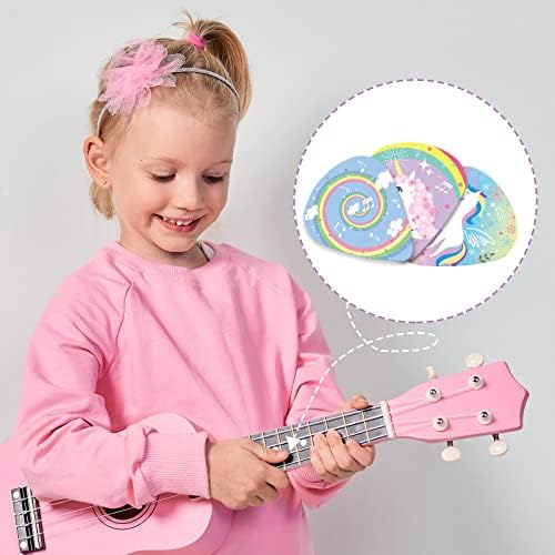 24 парчиња гитара со еднорог, гитара со еднорог со 1 избор на држач за деца, девојки гитара за гитара бас музички инструменти