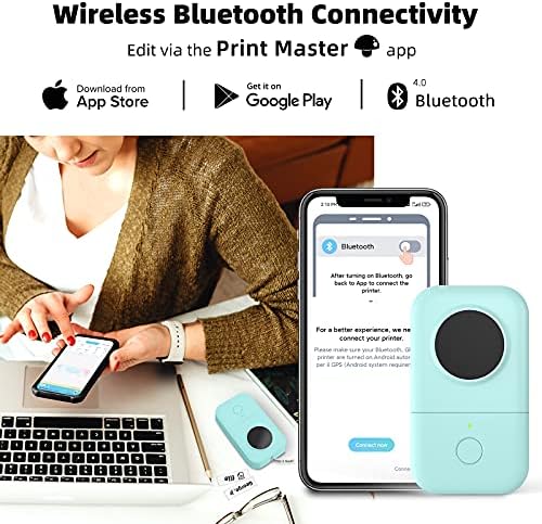 Phomemo D30 Portable Lable Maker Macher со 5 ленти сет за подароци, Bluetooth етикета печатач за телефони на iPhone & Android,