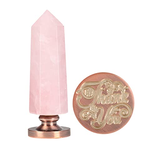 Cheungshing Rose Quartz Crystal Hexagagon Prism Prism Wax Seal Pamp, одвојлив гроздобер бакарни пломби за покани картички за подарок