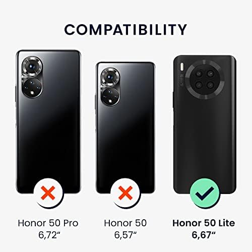KWMobile Case компатибилен со Honor 50 Lite - Мека телефонска покривка на TPU со држач за ленти за рака и лента - црна
